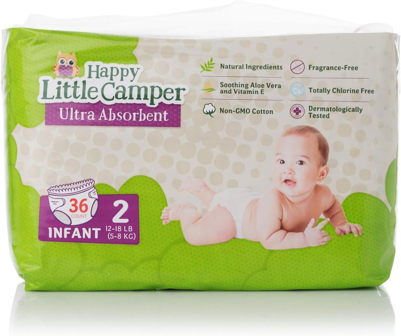 Happy Little Camper Natural Disposable Baby Diapers, Gentle on Skin, Ultra-Absorbent, Hypoallergenic, Chlorine Free, Safe for Sensitive Skin, Fragrance Free, Junior, Diapers Size 6, 102 Count - Image 2